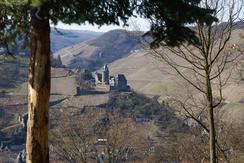 Burg Stahleck vom Aussichtspunkt Wirbellay